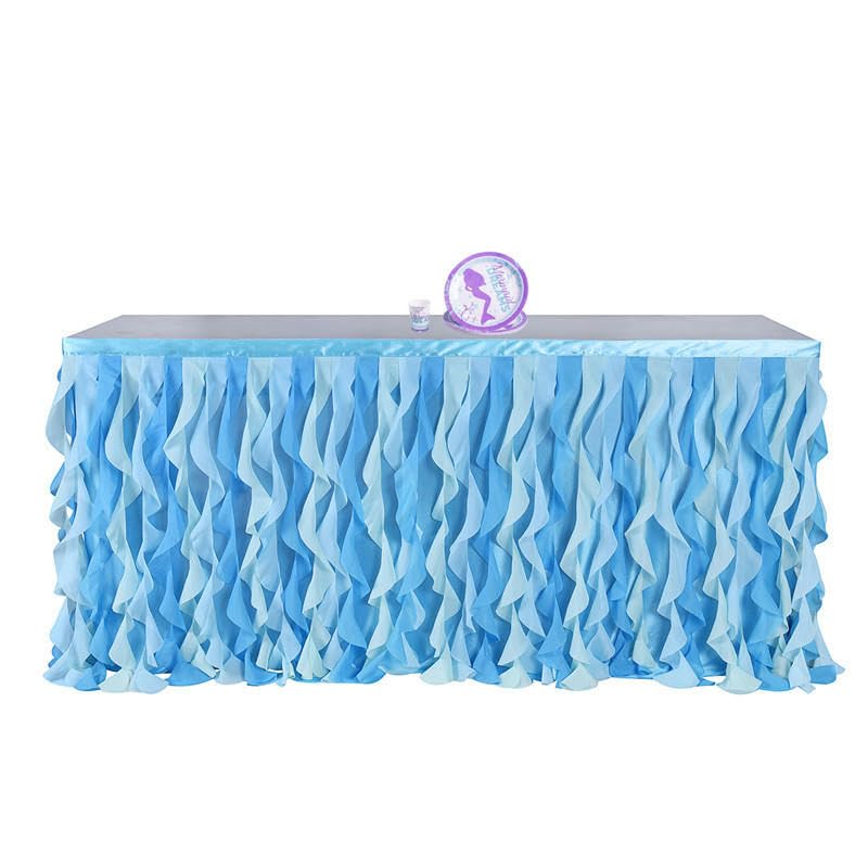 6/9FT*77 cm Tiulowa spódnica tutu puszysta siatka marszczona szyfonowa spódnica na stół na wesele baby shower plisowana spódnica na stół