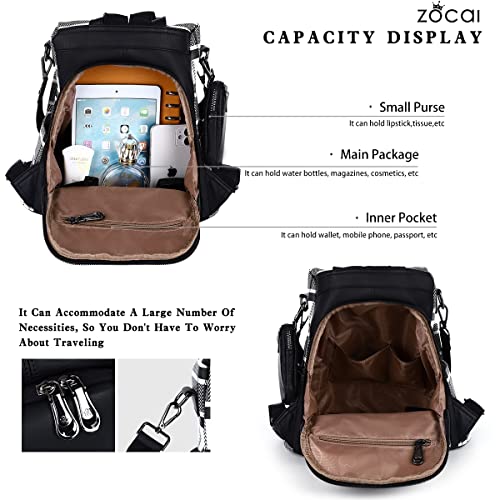Image of ZOCAI Backpack Purse for Women Fashion Backpack Purses PU Leather Daypacks Anti-Theft Shoulder Bag Satchel Purse