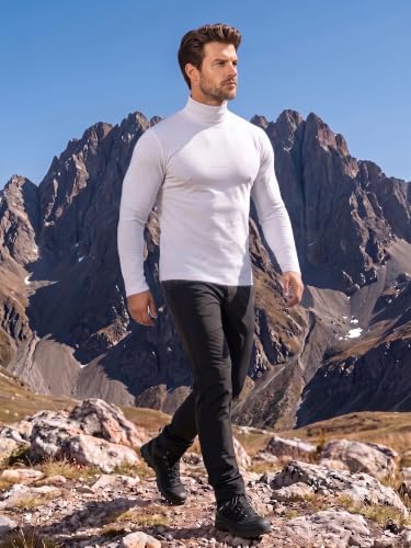Image of CHKOKKO Winter Wear Cotton Plain Full Sleeve Turtle Neck Regular Fit T Shirt For Men