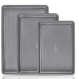 HONGBAKE 3 Pack Nonstick Ceramic Baking Sheet Pan Set for Oven, Non-Toxic Half/Quarter/Jelly Roll...
