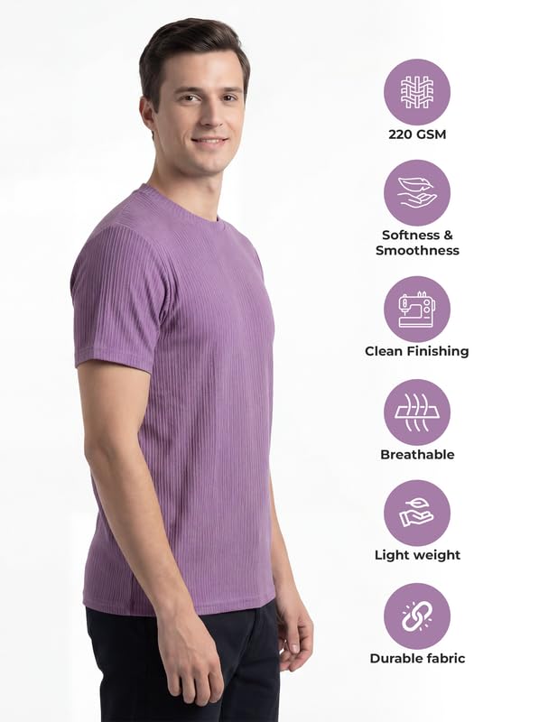 Image of Poly Cotton Frill Round Neck T-Shirt for Men | |