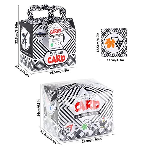 Cartões flash macios brancos pretos | Cartões educativos de frutas com saco de armazenamento de pano