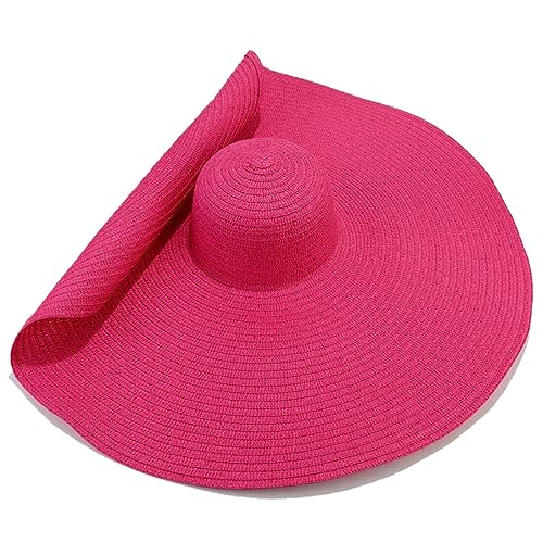 Women Oversized Beach Hats Summer Wide Brim Straw Floppy Foldable Roll up Cap Outdoor Sun Hat