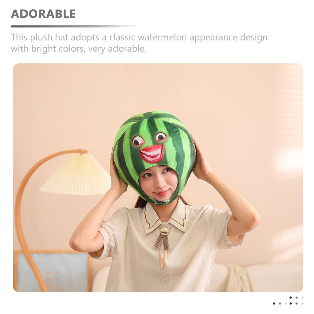 Funny Watermelon Hat, Plush Fruit Headpiece - Image 4