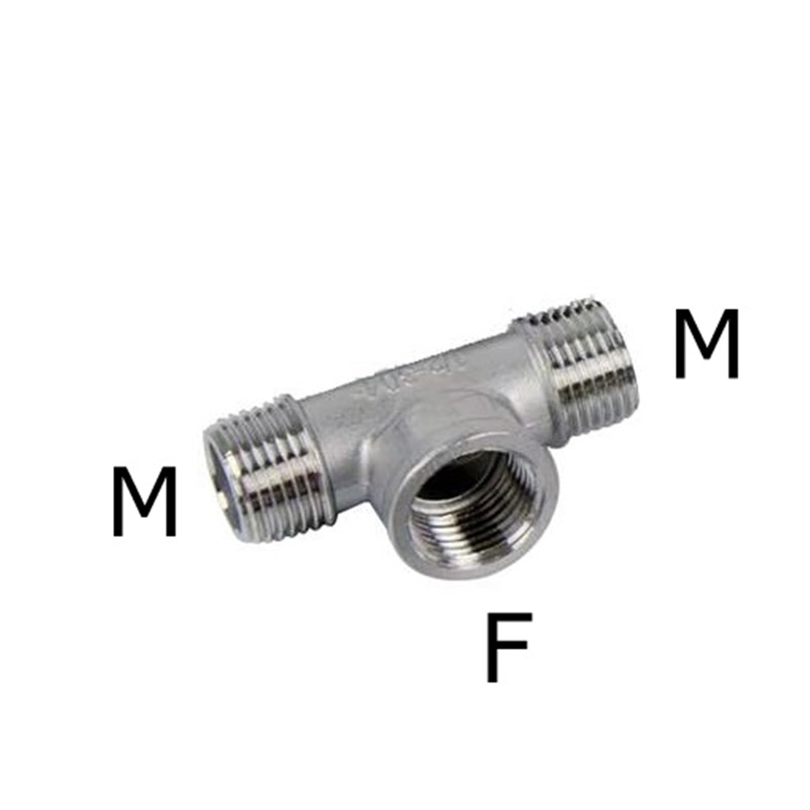 Conector de junta de acero inoxidable 304 BSP macho a hembra de 1/4-2 pulgadas FFM FMF MMF MFM de 3 vías tipo T de tubería de agua SS304 (MFM, 1 pulgada)