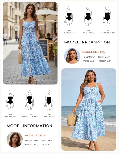 Image of GRACE KARIN 2026 Women's Spaghetti Vacation Sundress Summer Beach Flowy Boho Floral Maxi Dresses with Pockets