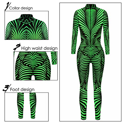 Enterizo de esqueleto para mujer FEOYA con estampado 3D y manga larga 4