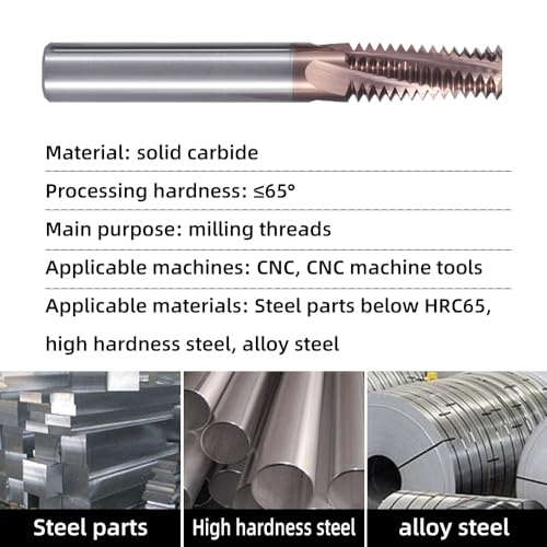 Image of high Hardness Steel Special CNC Thread milling Cutter HRC65 Degree Carbide Coated Thread milling Cutter Metric -M10x1.5