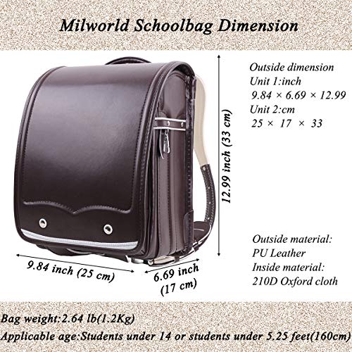 randoseru ransel student bag japanese lighten up backpack PU leather send gift【Coffee】2
