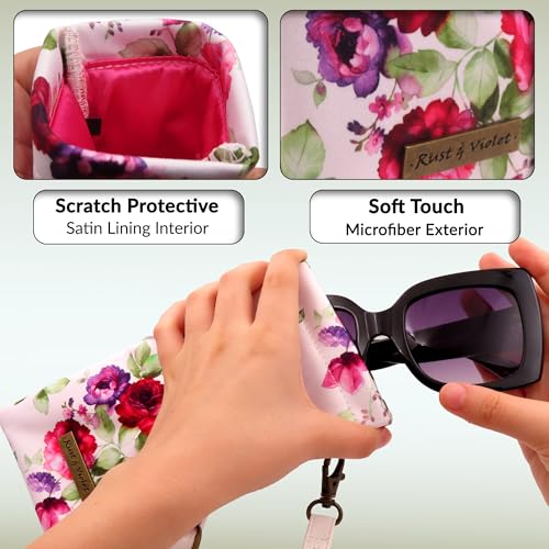 Image of MyEyeglassCase Soft Crossbody Sunglasses Case, Large to XL Squeeze Top Glasses Pouch, Women Eyeglass Holder Sleeve Travel Bag