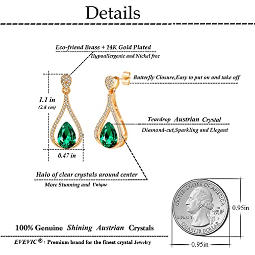 Austrian Crystal Halo Teardrop Hollow Drop Stud Earrings for Women 14K Rose Gold Plated Hypoallergenic Jewelry4