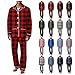 Toipkt Men's Silk Pajama 2 Piece Outfit Plaid Printed Long Sleeve Top Pants Fashion Home Loungewear