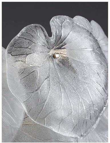 Image of Luxury Leaf Glass Chandelier for Bedroom & Living Room | Elegant Golden Ceiling Hanging Light for Dining Area, Hall & Home Interiors | Designer Chandelier for Modern Decor