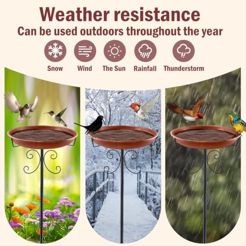 Baignoire oiseaux métal antirouille de 31cm avec pied d'ancrage solide