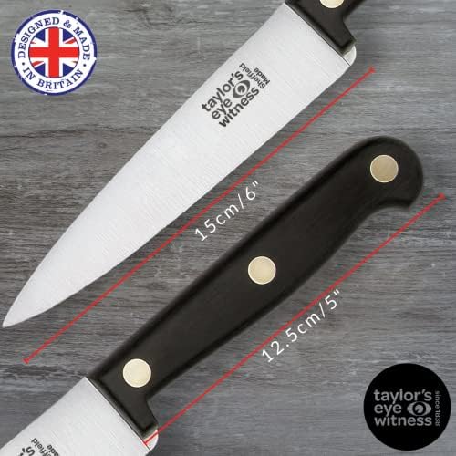 Taylors Eye Witness Made in England Heritage Range Small Cooks Knife - 15cm|6in High Carbon Stainless Steel Razor Sharp, Full Tang Blade. Hard Wearing, Hand Finished, Triple Brass Rivet Handle