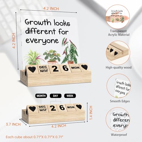 Inspirational Therapy Office Decor - Mental Health Wooden Block Calendar, Counseling Therapist Office Desk for Homeschool Counseling Office, Motivational Gifts for Teacher