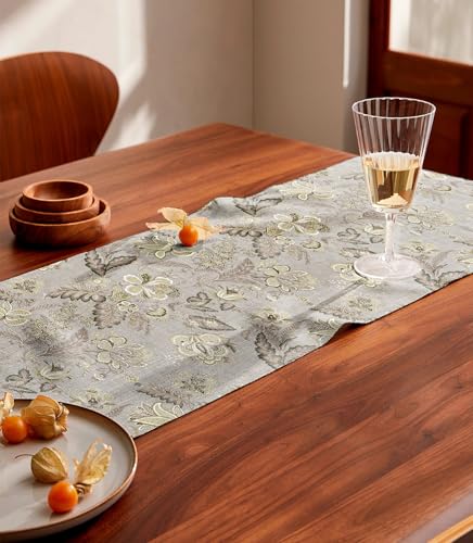 Image of Casableu Calvia Olive Green 6 Seater Table Runner Dust-Proof Table Runner for Dining Tabletop Decoration | Size: 13x72 Inches