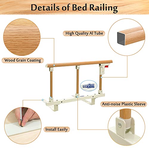 Mybow Bed Rails for Elderly Adults Safety Side Assist Rail Slides Under Mattress Bed Cane Guard Railings for Seniors Disabled Medical Assistive Devices Hospital Fall Prevention Sleep Bumper (27x14) - Thumbnail 2