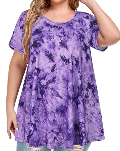 Image of JOELLYUS Plus Size Tops for Women Tunic Floral Casual Short Sleeves T Shirts Flowy Blouses 2026