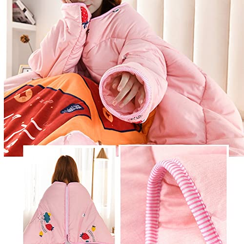 Multifunction Lazy Quilt with Sleeves Winter Warm Thickened Wearable Quilt Blanket Pillow Throw Cushion for Home Winter Nap Office Car Bedroom (Color : D, Size : 150x200cm) - Image 3