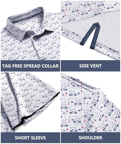 Mens Polo Shirts Short Sleeve Printed Quick‑Dry Golf Tops - image 5