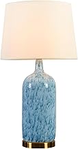 25.2" Blue Ceramic Table Lamp, Modern Bedroom Lamps for Night Stands, Boho Decorative Farmhouse Bedside Lamp for Bedroom Living Room, Nightstand Desk Lamps, Bulb Not Included
