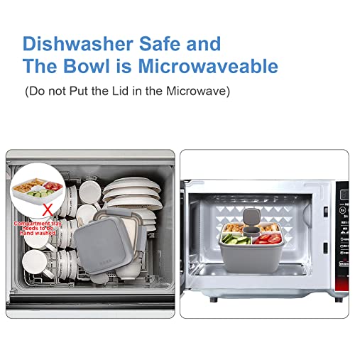 Freshmage Salad Lunch Container To Go, 52-Oz Salad Bowls With 3 Compartments, Salad Dressings Container For Salad Toppings, Snacks, Men, Women (Grey) #TOP5