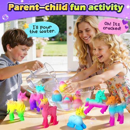Unicorn Hatching Rainbow Eggs for Kids - 6 Pack Magic Growing Unicorn Toys for Girls Age 3-8 - Birthday Gifts, Easter Basket Stuffers & Party Favors for 3+ Year Old - Girl Gifts for Ages 3 4 5 6 7 8 - Image 3