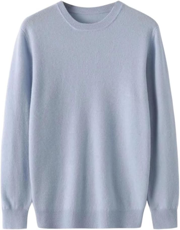 Men's Solid Crew Neck Business Sweater Long Sleeve Casual Pullover Soft Cashmere Warm Top