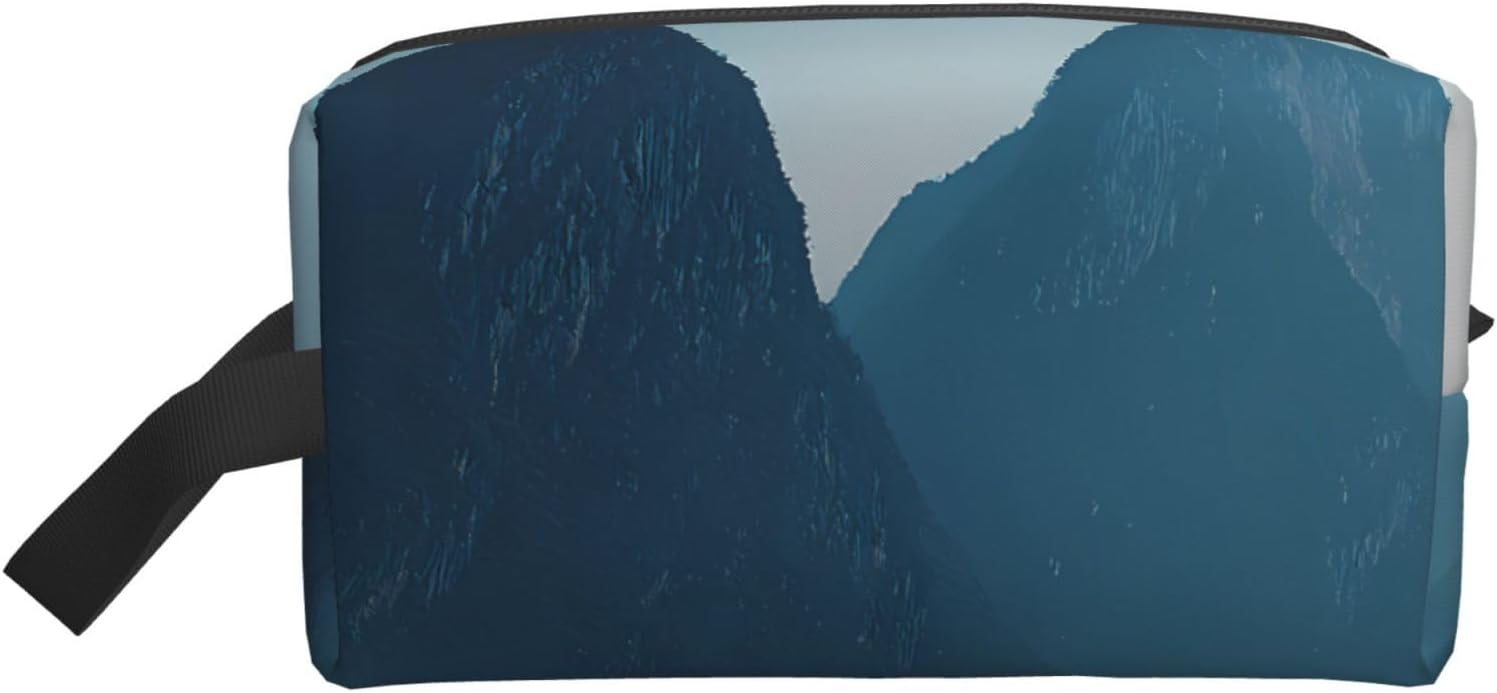 Travel Toiletry Bag Large Capacity Storage for Small Items Portable Durable with Full Mist over Peaks Print Design