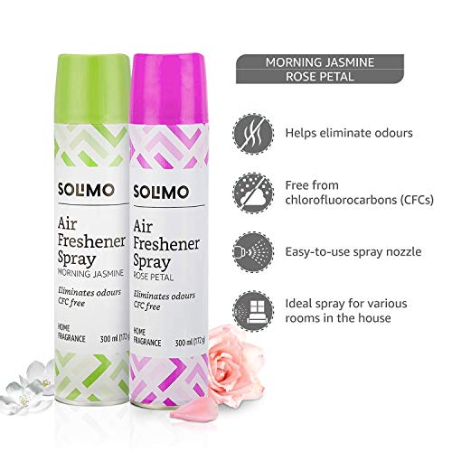 Image of Amazon Brand - Solimo Home Air Freshener Spray, 300 ml - Morning Jasmine & Rose Petal