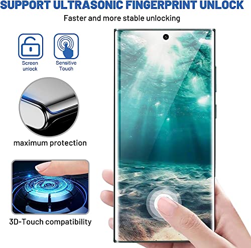 [2+2 Pack] Galaxy S23 Ultra Screen Protector, 9H Tempered Glass, Ultrasonic Fingerprint Support, 3D Curved, Hd Clear Scratch Resistant For Samsung Galaxy S23 Ultra 5G Glass Screen Protector #TOP2