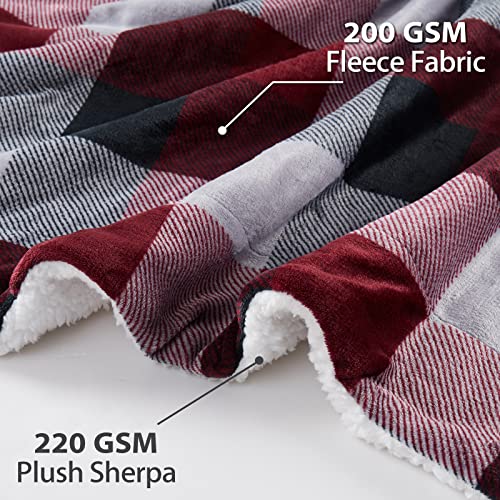 L'agraty Sherpa Fleece Blanket Plaid Blanket Super Soft Blankets & Throws For Couch, Red And Black Warm Plush Throw Blanket For Chair Sofa, Fuzzy Cozy Blanket, 60 X 70 Inches #TOP2