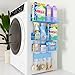 4 Pack Magnetic Shelves for Washing Machine, Heavy-Duty Magnetic Laundry Organizer with Hooks, Washing Machine Shelf for Refrigerator, Metal Storage Baskets, Closet & Laundry Room Organization,Blue