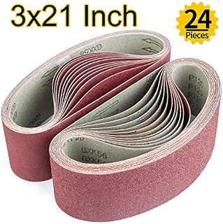 ABRTEN Sanding Belts 3x21 Inch (76x533mm) Aluminum Oxide Assorted (kit) 24 Pack