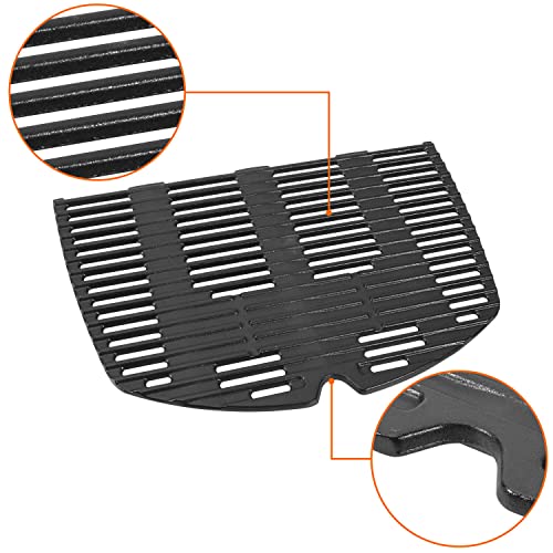 Image of DELSbbq 7646 Cast Iron Grates and 65032 Grill Burner for Weber Q300 Q320 Q3000 Q3200 57060001 586002 Gas Grills, Replacement Parts for Weber 7584, 65032