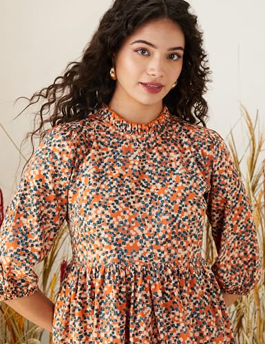 Image of Amazon Brand - Symbol Women's Rayon Fit and Flare One Piece Midi Length Dress (Available in Plus Sizes)