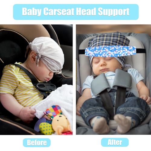 Image of 3 Pcs Baby Carseat Head Support Band Stroller Seat Neck Relief Strap Headrest for Sleeping Traveling Head Holder for Toddler Kids Children Child Baby Infant