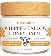 Vigority Beef Tallow and Honey Balm for Women: Organic Grass Fed Whipped Beef Tallow for Skin - B...