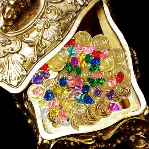 100 Stück Piratenschatz,50 Stück Edelsteine für Kinder,Piraten Deko Kindergeburtstag,50 Stück Goldmünzen,Schatzkiste Schatztruhe Mini Gold,Mitgebsel Goldtaler Pirat,Schatz Schatzsuche Kleine Party
