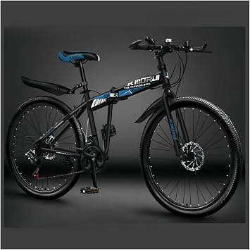 Mountain Bike, 26 Inch, 21 Speeds, Folding Bicycle, 24/27/30 Speed Shifter, Folding, Mountain Bike, MTB Bicycle, Ultra Carbon Steel Frame, Front and Rear Suspension, Disc Brake, Mud Flap