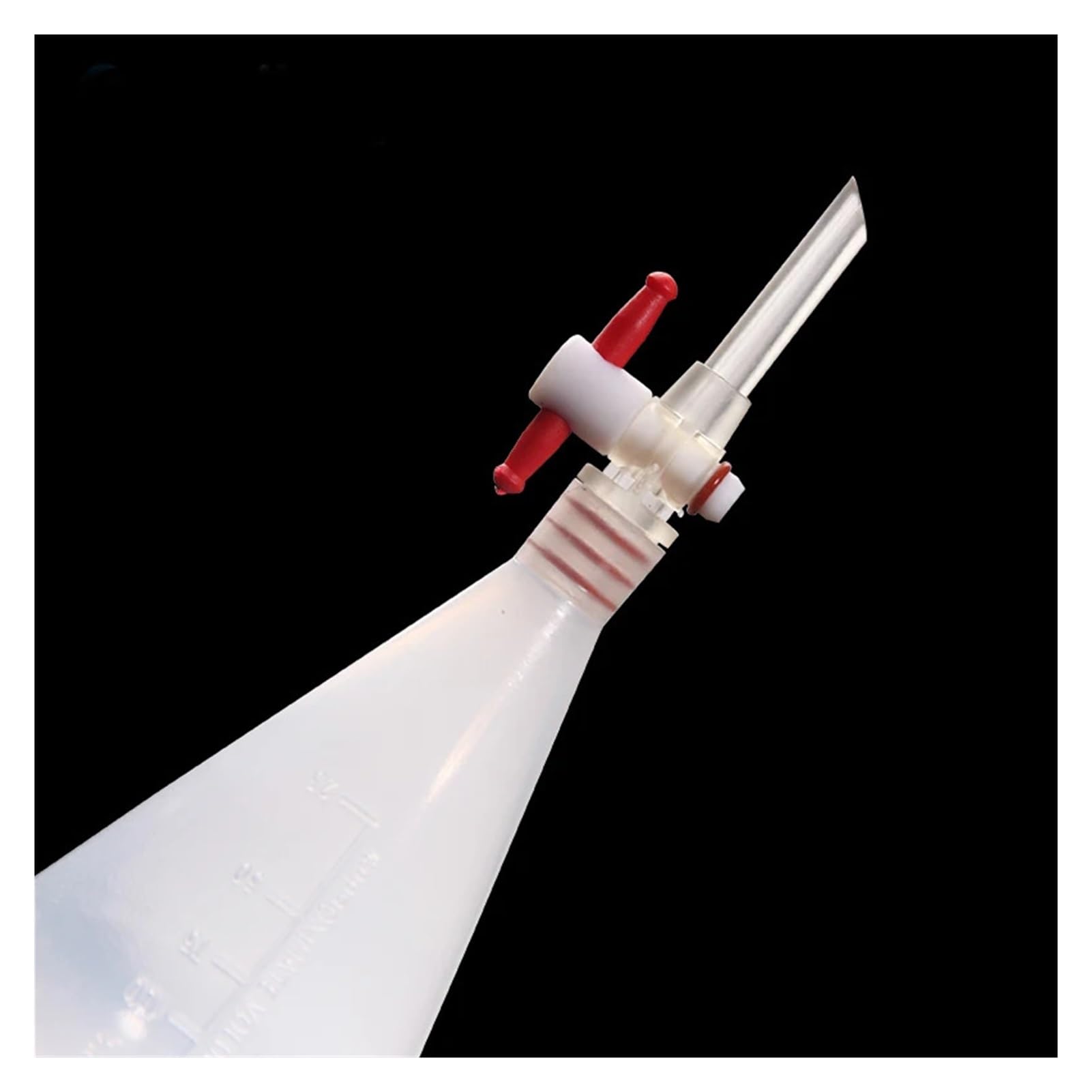 250 ml birnenförmiger Scheidetrichter aus Kunststoff mit PTFE-Stopfen. PP-Trenntrichter. Laborbedarf