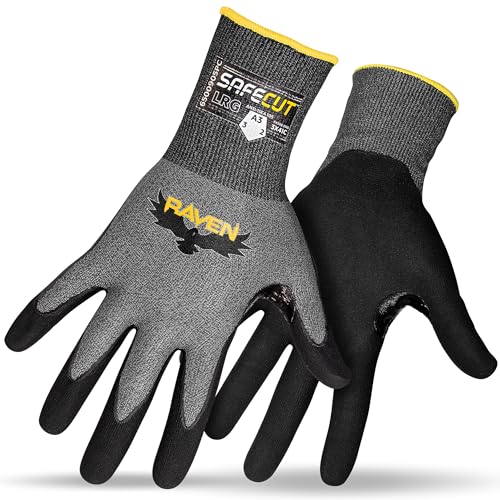 Raven® A3 Cut Resistant Gloves with SafeCut® Technology and Micro Foam Nitrile Palm Coating, Touchscreen Compatible Safety Work Gloves with Grip, 2X-Large, 12-PK