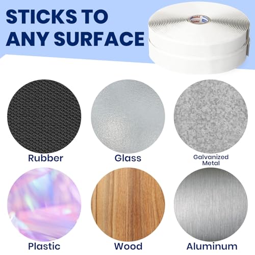 ADHES Butylband Dichtungsbänder, 19mm x 9m x 3mm 1 Rollen, Tape Wasserdichtes Klebeband für Teichbau, Bauwerke, Fassaden, Dach, Wohnwagen, Fenster, Container, Flachdach Weiß Butyl Sealant Tape