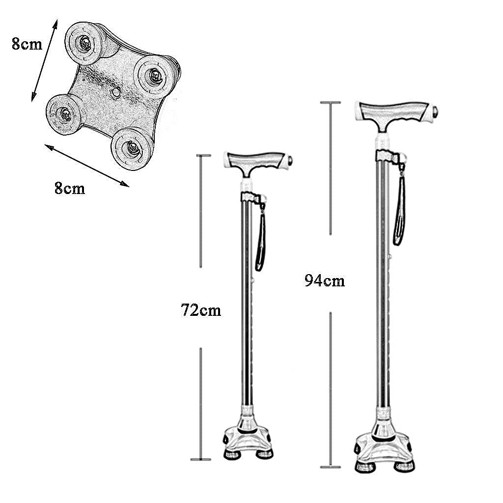 Andadores para Personas Mayores Bastones Bastones con luz LED Muletas de Mango ergonómico 10 Niveles de Altura Ajustable para Hombres o Mujeres Discapacitados y Ancianos Bastón de Movilidad Andador