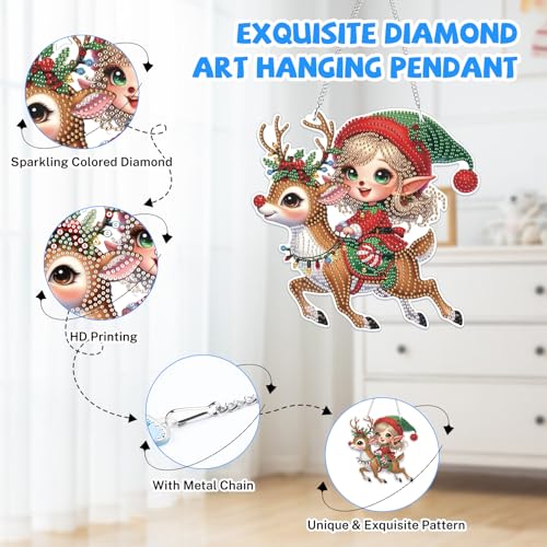 Lxmsja Christmas Diamond Art Hanging Ornaments with Chain - Image 3
