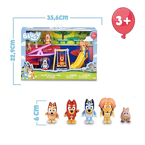 Bluey - Playset, Playset with 5 Series Character Figures and Park Accessories, Swing, Slide, Rocker and Picnic Table, Boys and Girls + 3 Years, Famous (BLY51000)