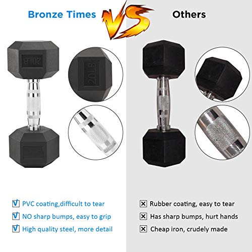 Bronze-Times-10152025Lb-Hex-Dumbbells-Weights-Set-Solid-Steel-Dumbbells-Set-of-2-PVC-Encase-Coating-Black-Dumbbell