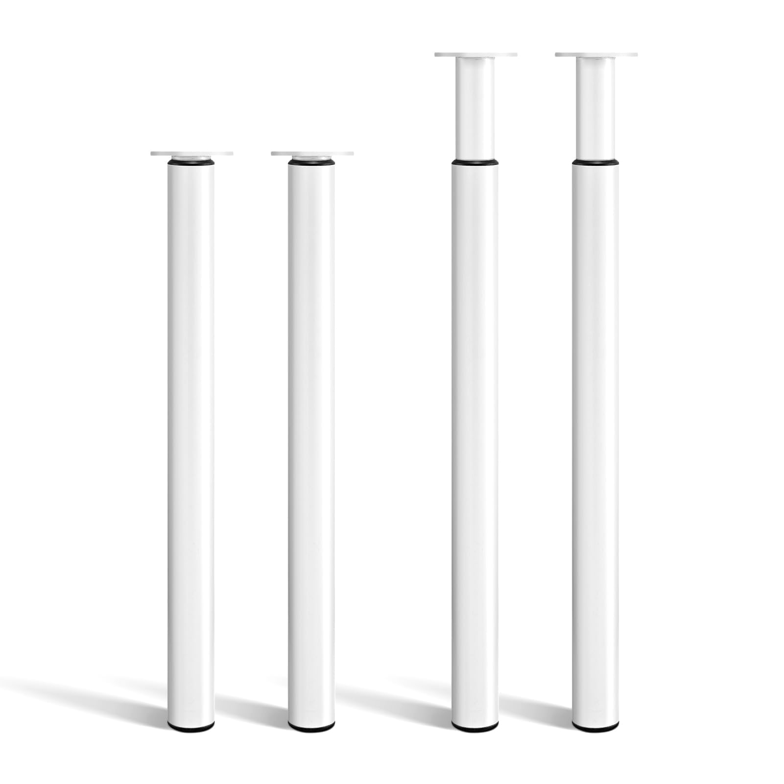 CROWNSHOP 4PCS Table Legs, Adjustable Metal Breakfast Bar Leg, 71-110 cm Height, 60 mm Diameter, Folding Design for Kitchen Worktop (White, 4PCS)