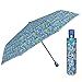 Parapluie Pliant Femme Automatique Compact Solide Léger - Parapluie Pliable Incassable Motif Aquarelle Bleu Vert - Parapluie de Poche Imprimé Feuilles Fille Voyage - Diamètre 98 cm (Poignée Bleue)